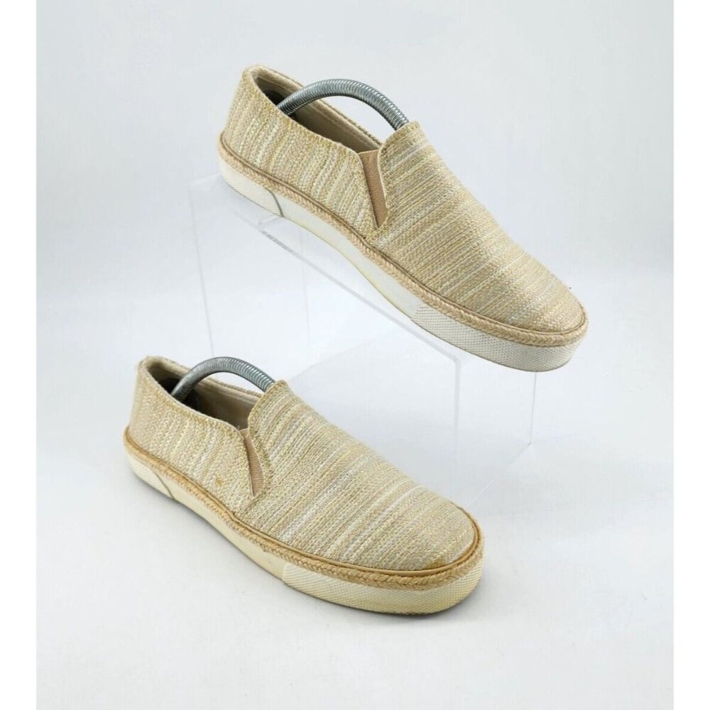 Jack Rogers Women's Tucker Slip On Comfort Deck Shoe Woven Gold/Beige Size 7.5M